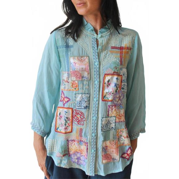 JOHNNY WAS Tops - NEW JOHNNY WAS somalia shirt in marine blue mab